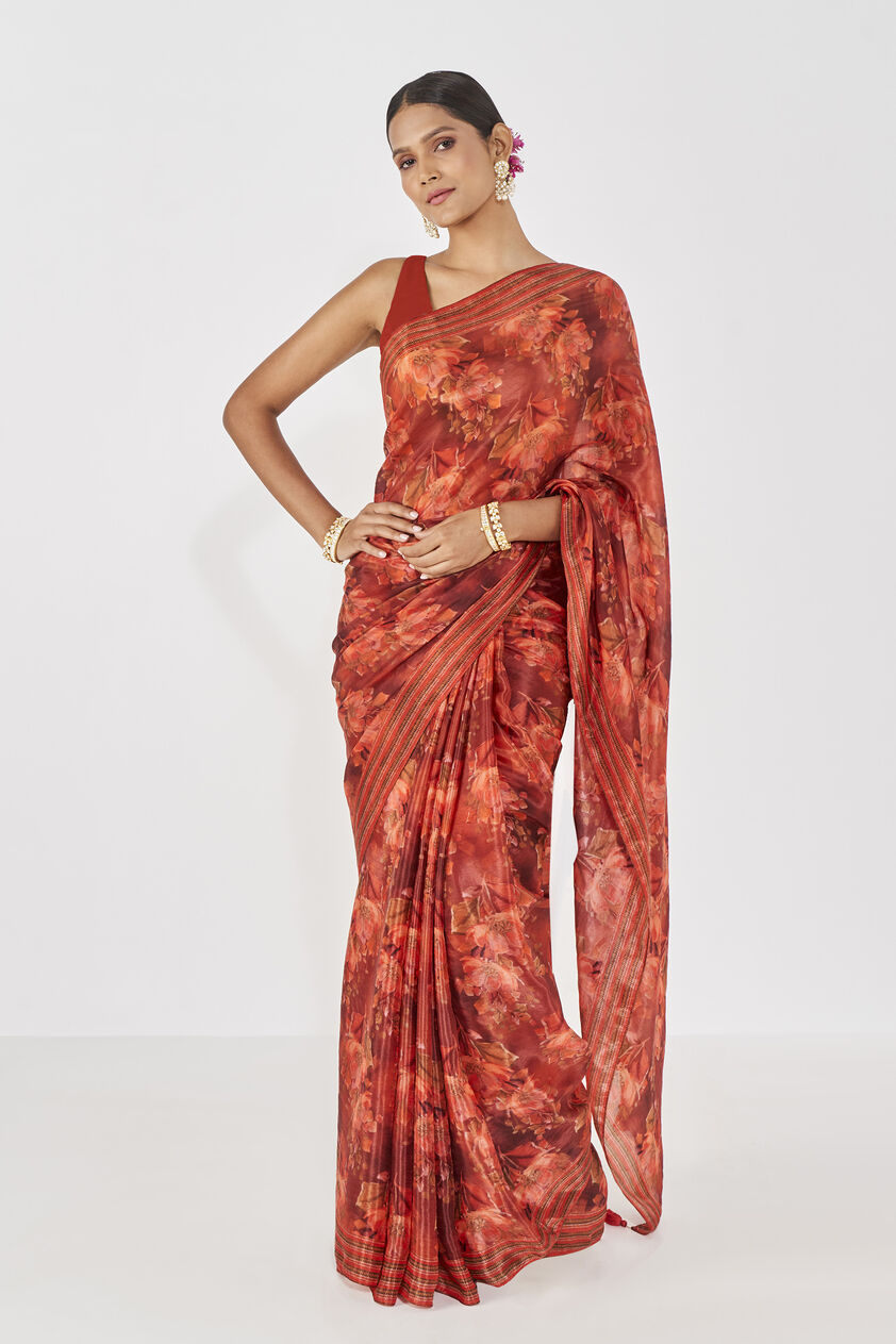 Tanaz Saree - Orange, Orange, image 1