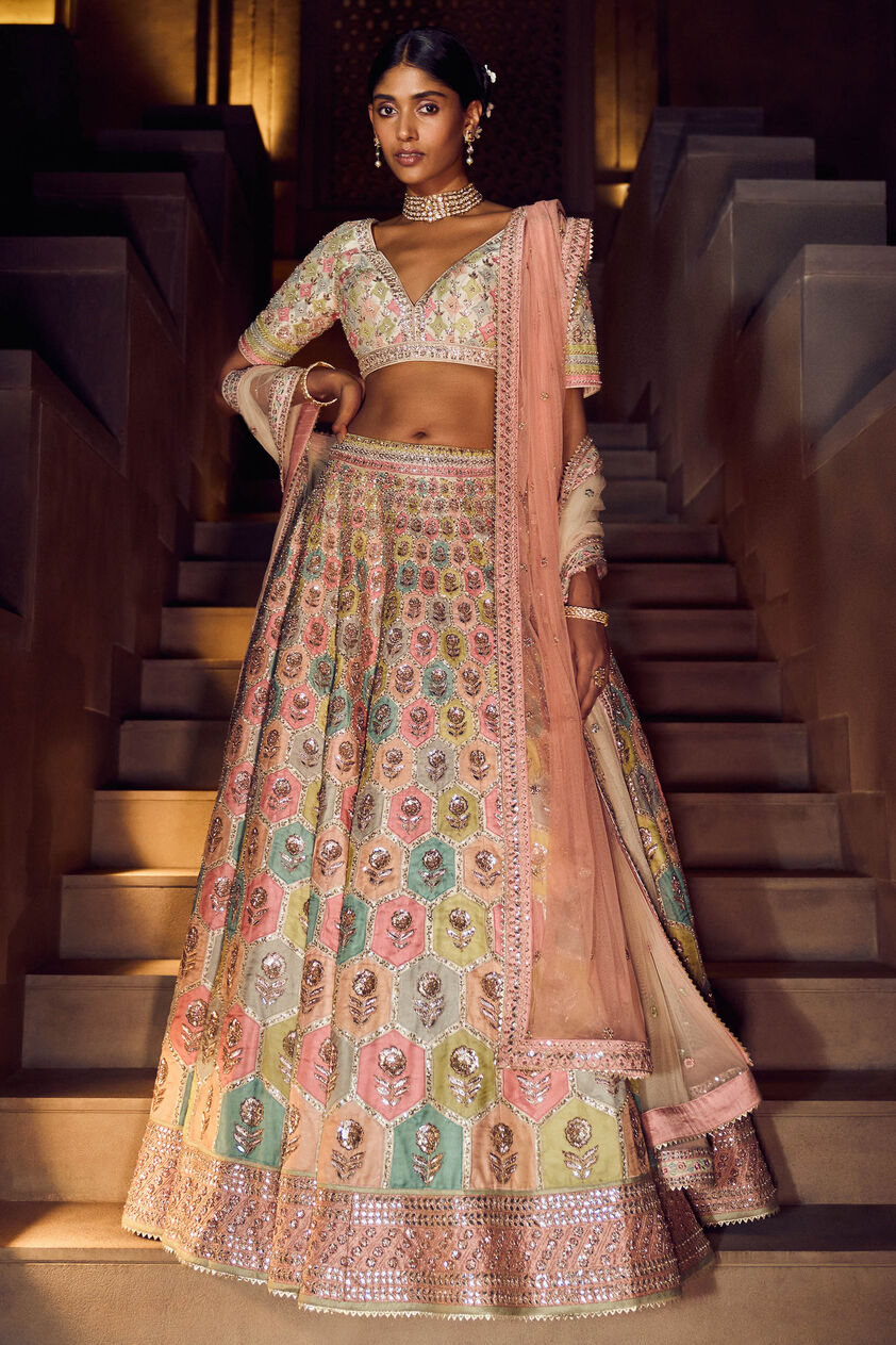 Kalakara Lehenga - Cream, Cream, image 1