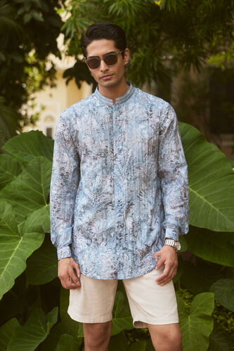 Aruhan Silk Shirt - Blue, Blue, image 1