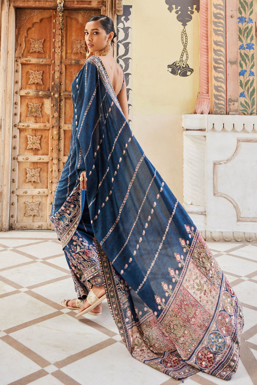 Nuris Saree - Blue, Blue, image 4