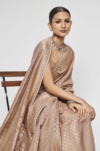 Atreyi Benarasi Silk Embroidered Saree - Gold, Gold, image 5