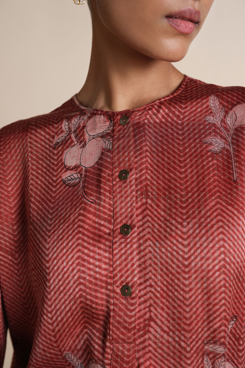 Akna Hand-block Printed Co-ord - Red, Red, image 6