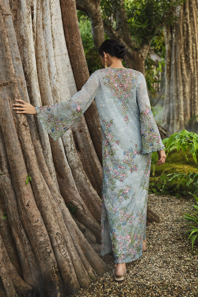 Silaam Printed Kaftan - Powder Blue, Powder Blue, image 2