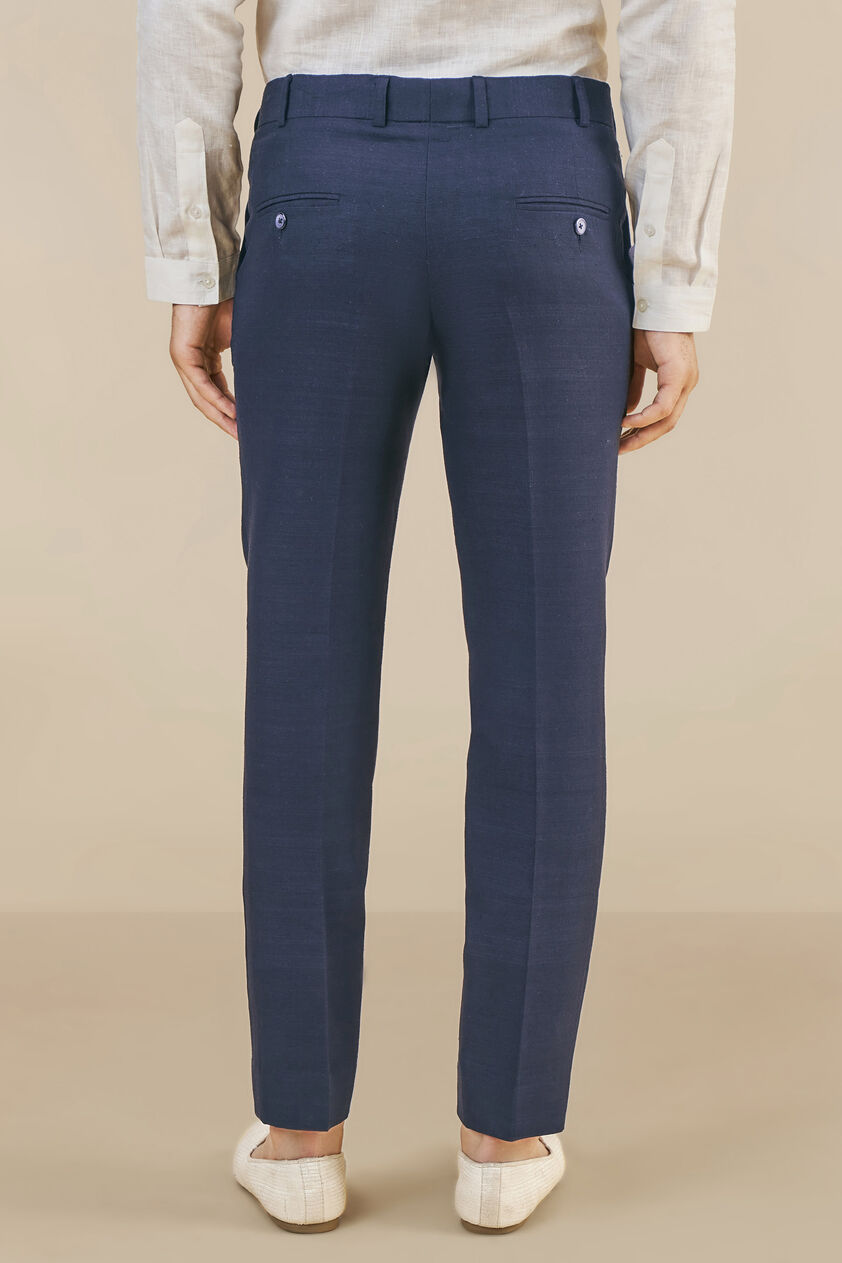 Navy Linen Trousers, Navy, image 3