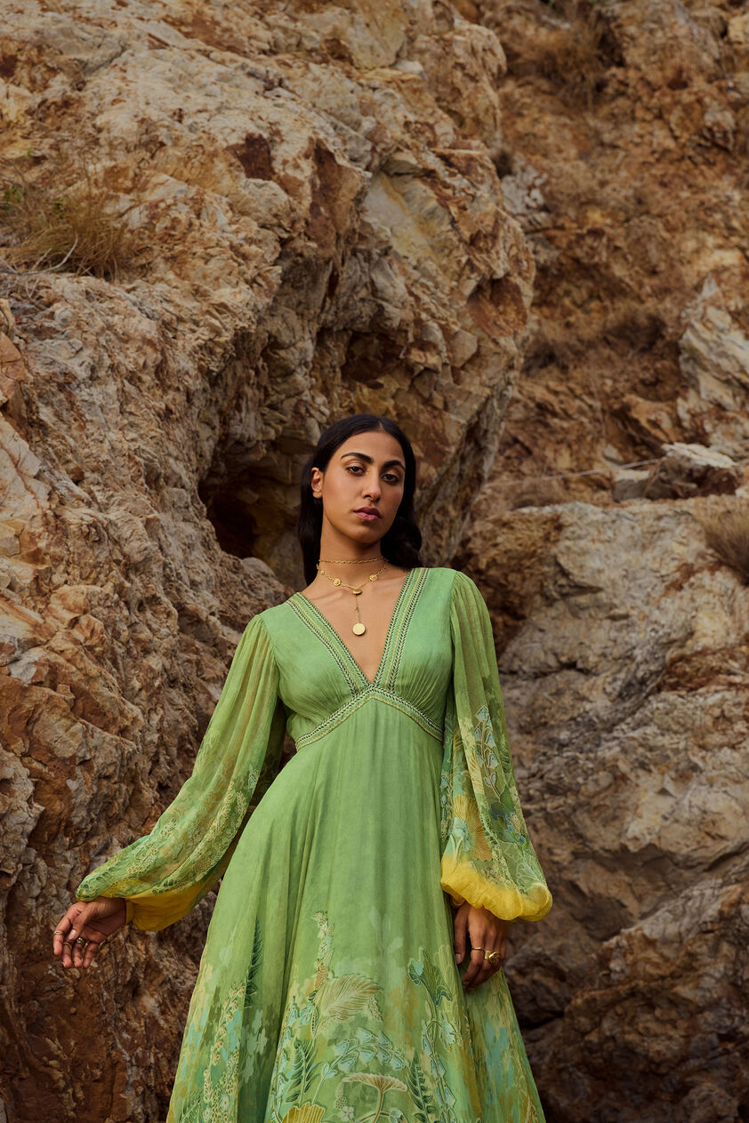 Ivresse Chiffon Gown - Lime, Lime, image 4