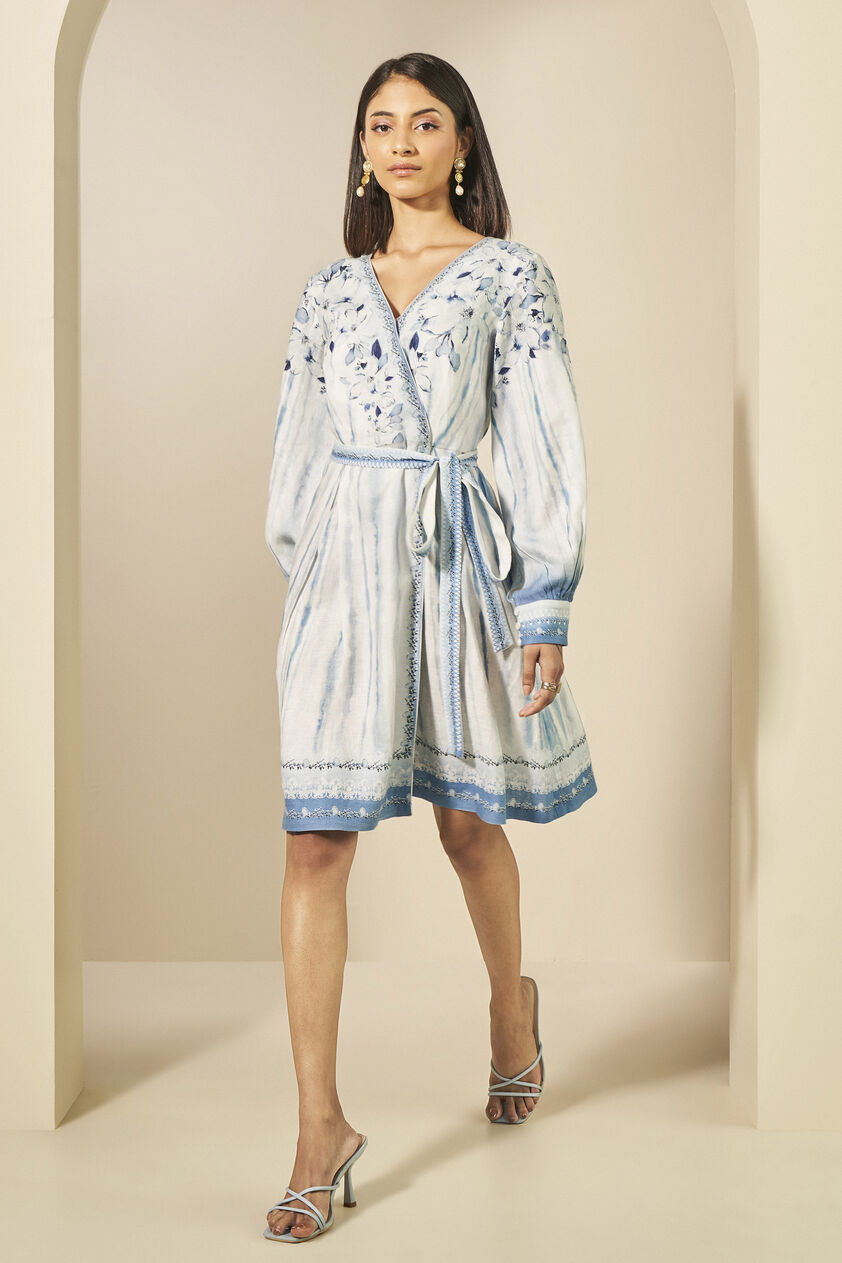 Kylo Hemp Wrap Dress - Blue, Blue, image 2