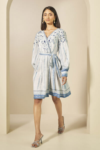 Kylo Hemp Wrap Dress - Blue