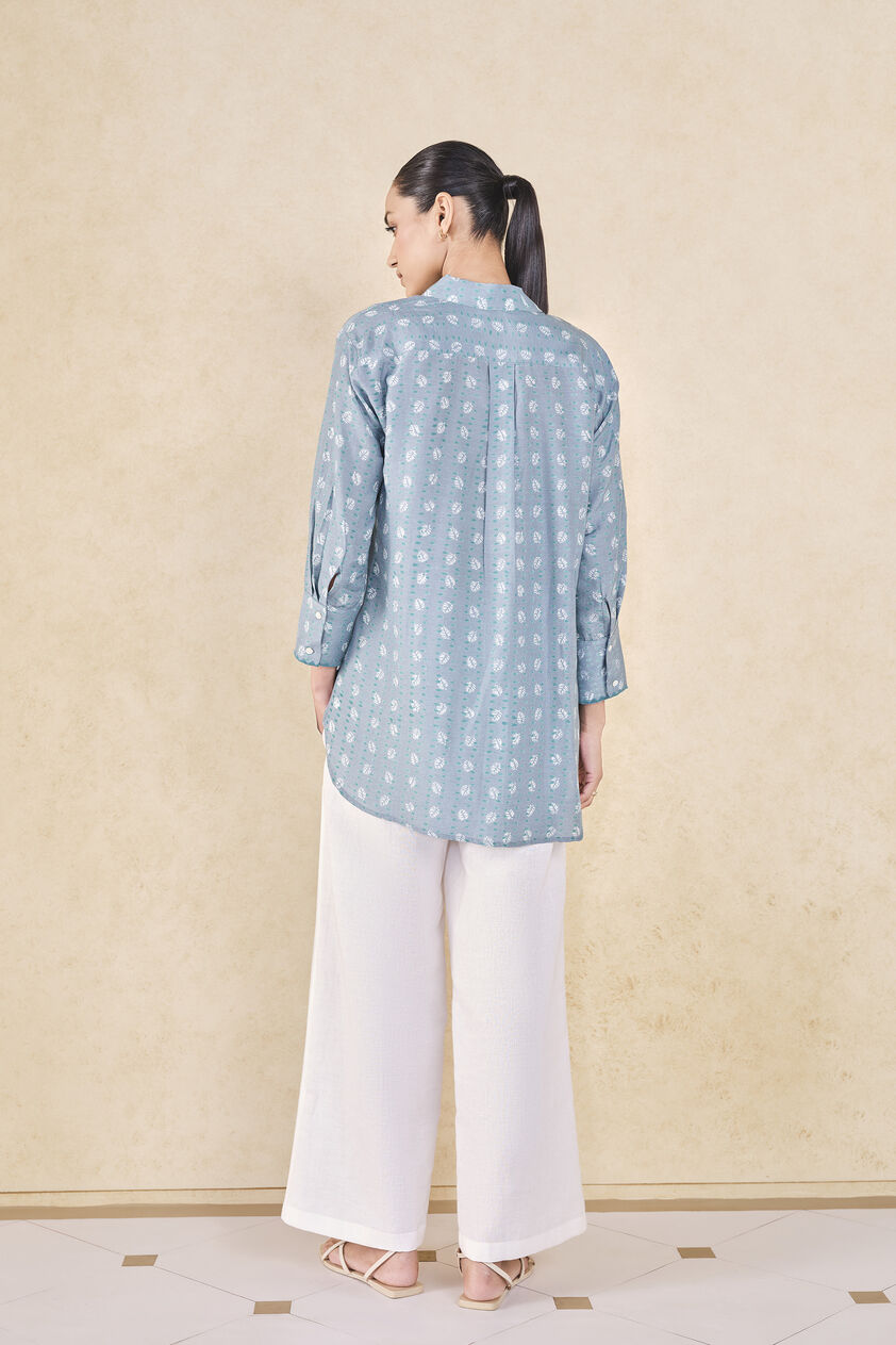 Seaway Hand-block Printed Linen Shirt - Blue, Blue, image 2