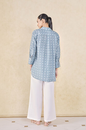 Seaway Hand-block Printed Linen Shirt - Blue, Blue, image 2