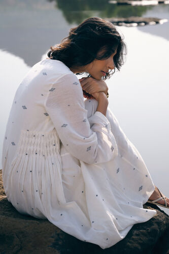 Highland Handwoven Jamdani Dress - Ivory, Ivory, image 6