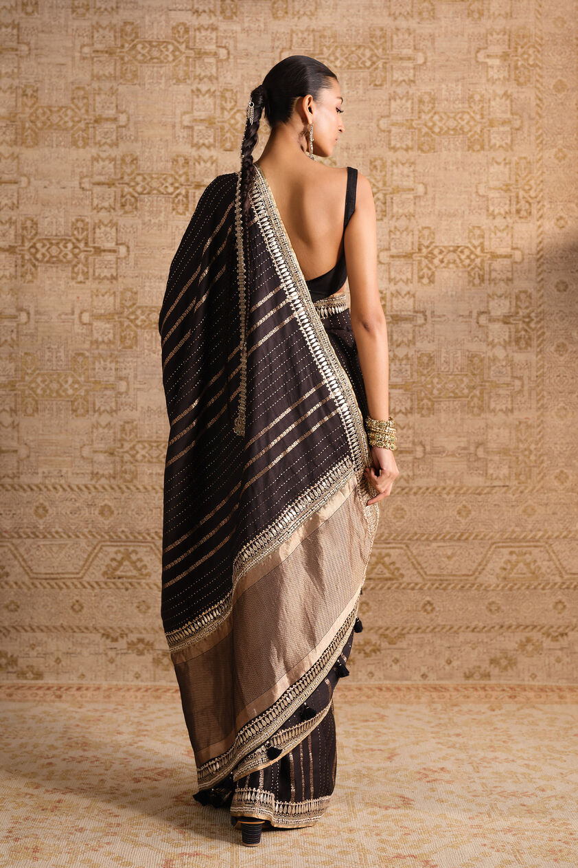 Drishika Handwoven Benarasi Silk Saree - Black, Black, image 2