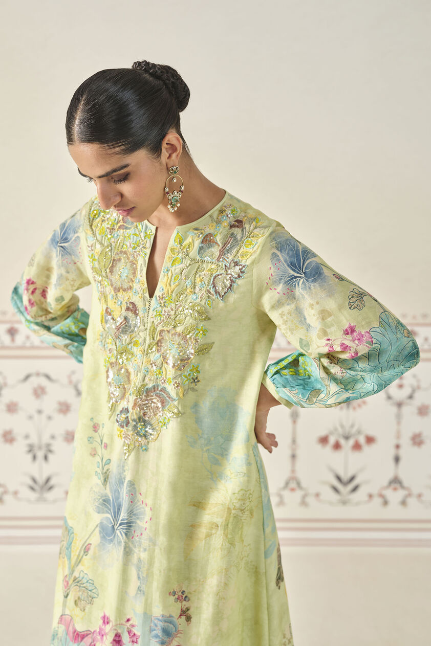 Emmylou Sequin Kaftan - Lime, Yellow, image 4