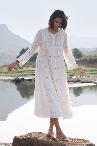 Highland Handwoven Jamdani Dress - Ivory, Ivory, image 4