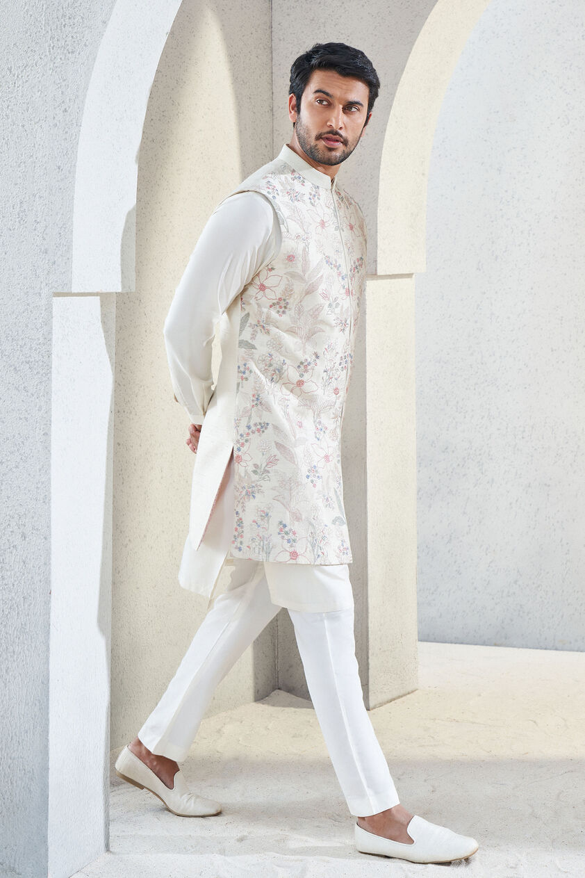 Dhruvam Nehru Jacket - Ivory, Ivory, image 2