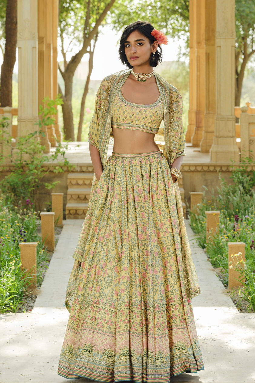 Eliora Silk Lehenga Set - Yellow, Yellow, image 1