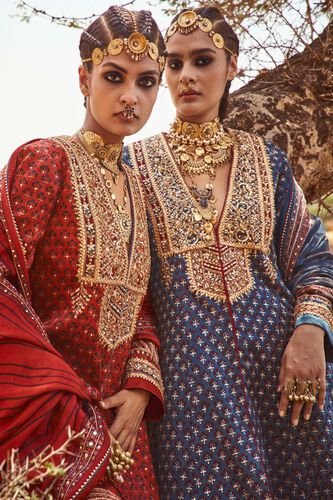 3 - Shyla Ajrakh Kurta Set – Indigo, image 3