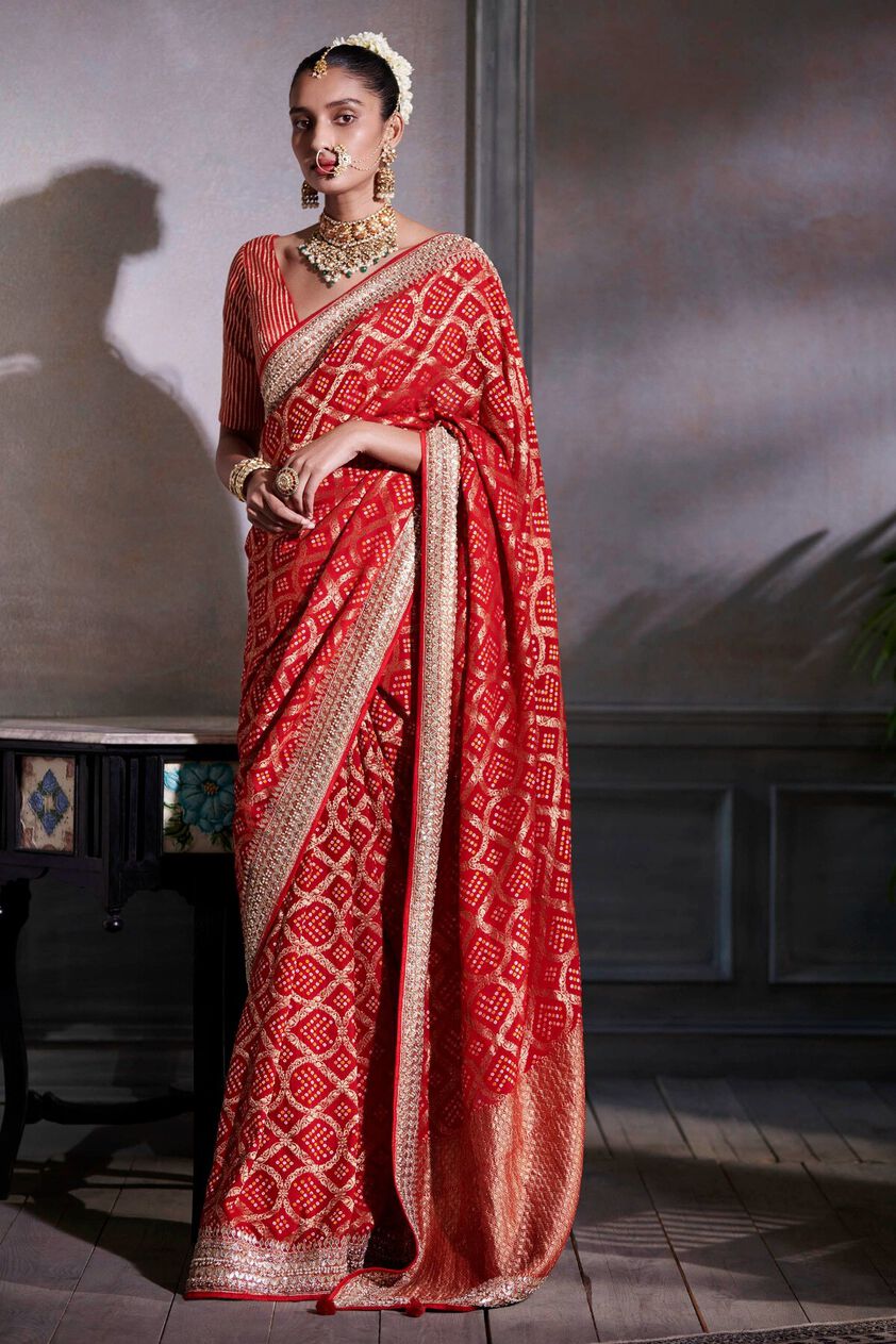 1 - Ganika Saree Set - Red, image 1