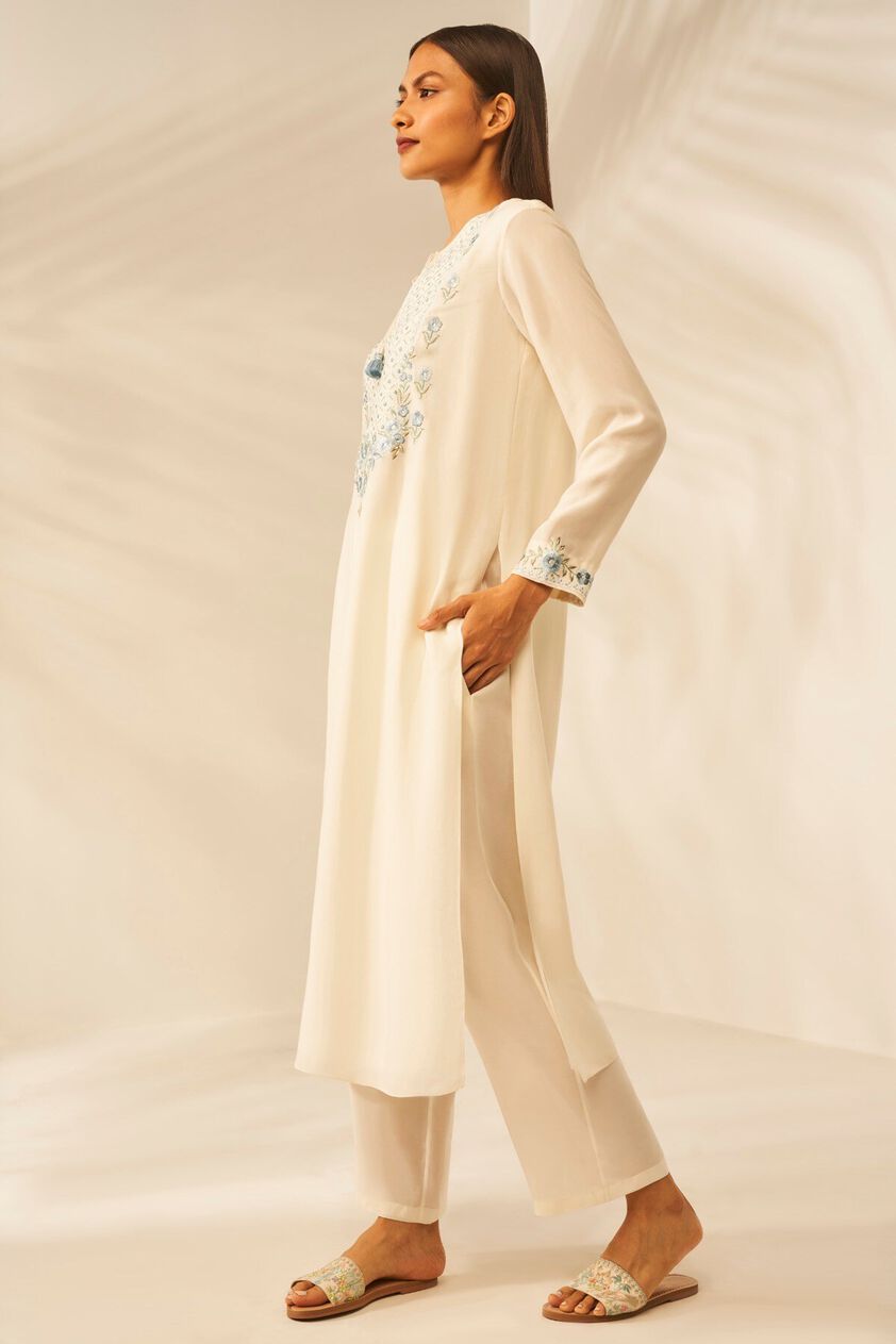 3 - Dhwani Long Kurta set - Cream , image 3