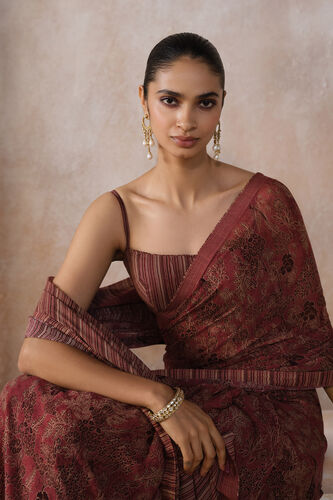 Onerva Chiffon Saree - Pink, Onion Pink, image 4