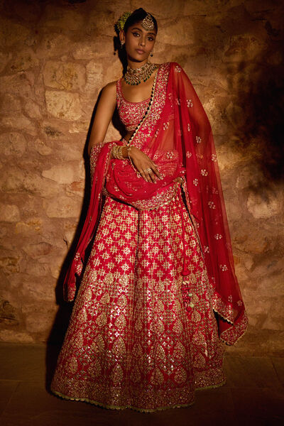 Mani Lehenga - Red