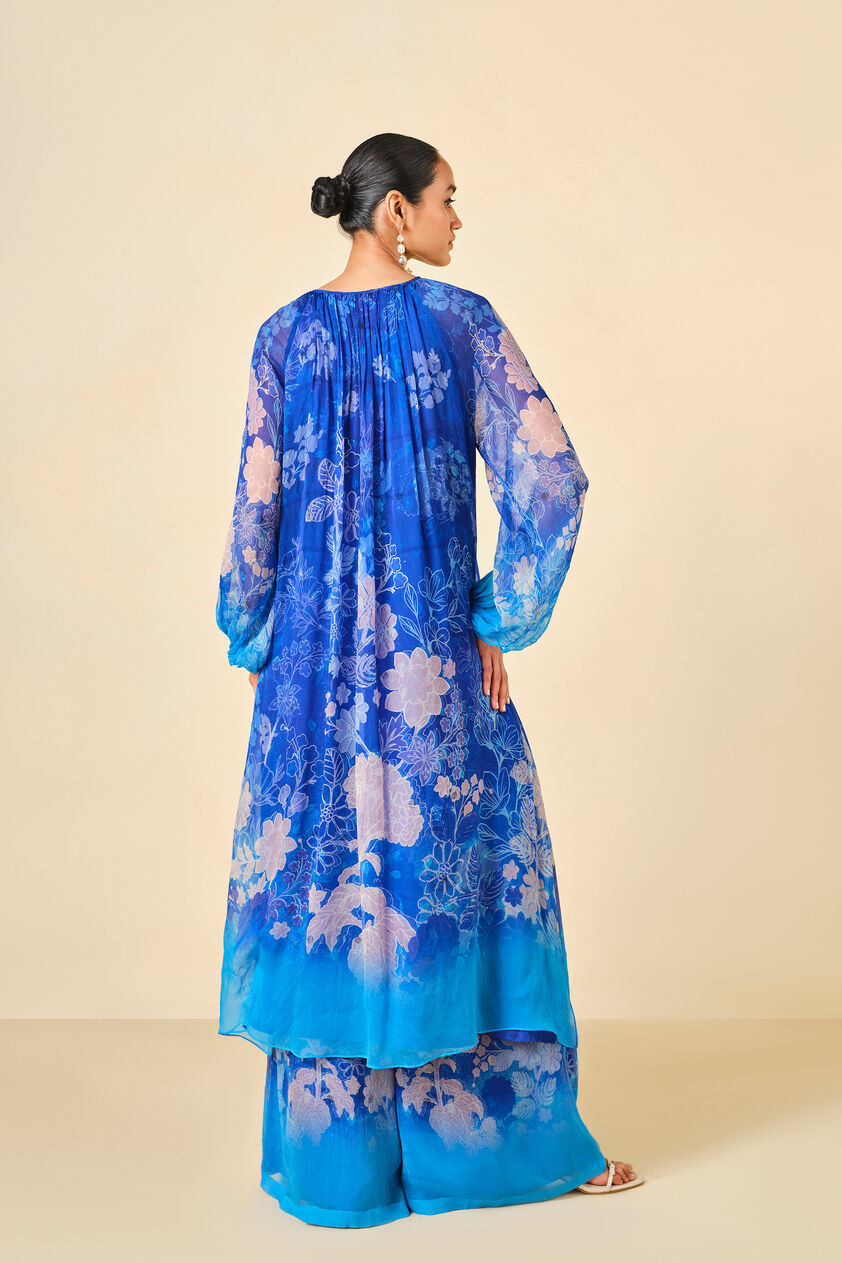 Out Of The Blue Chiffon Kurta Set - Indigo, Indigo, image 3