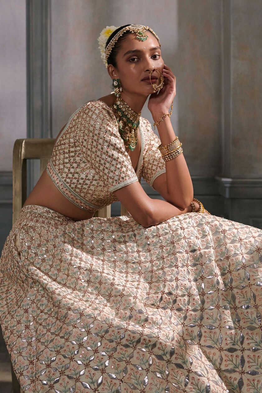 4 - Srinithi Lehenga Set – Ivory, image 4