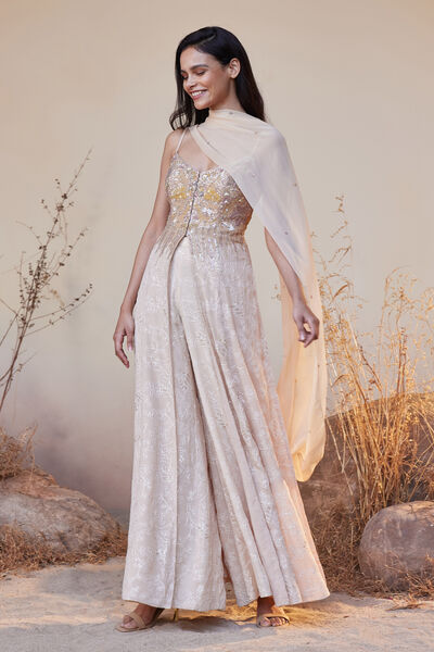 Sahara Tunic Cut Suit Set - Flesh