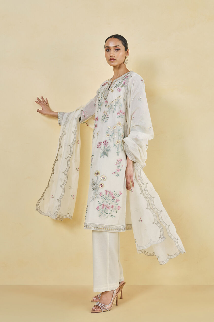 Melisma Embroidered Mul Suit Set - Natural, Natural, image 2