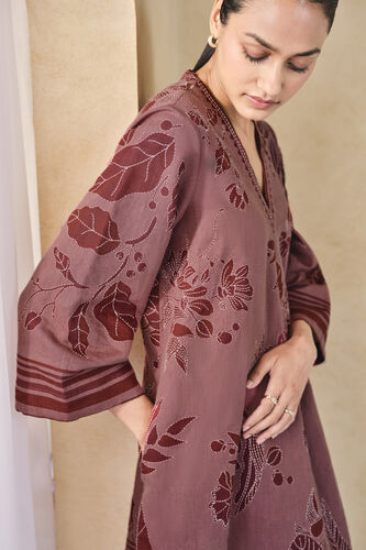 Rhubarb Hand-embroidered Kantha Linen Dress - Pink, Pink, image 7