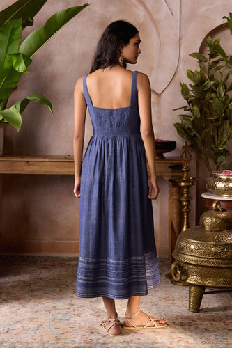 Mysaria Hand-embroidered Kantha Dress - Blue, Blue, image 2