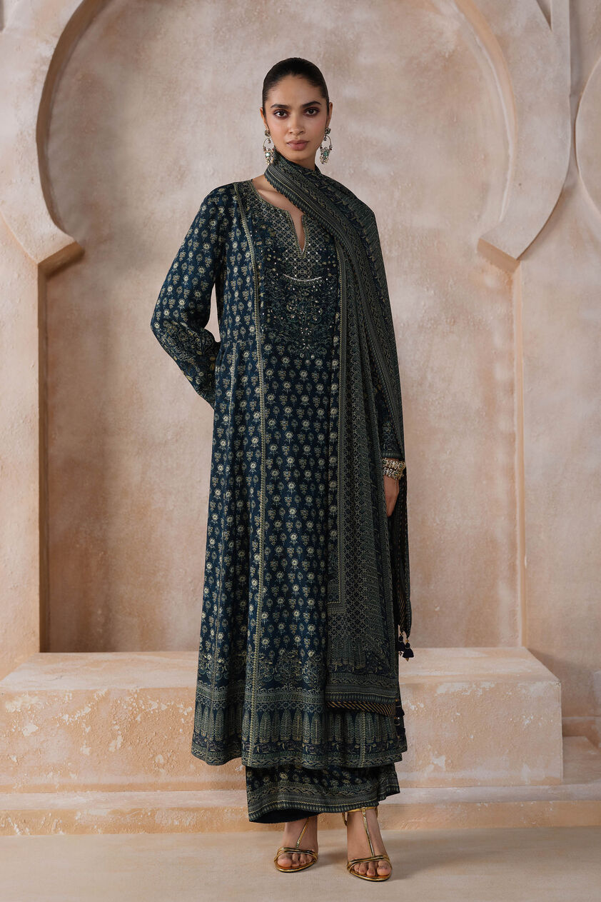 Emira Silk Suit Set - Blue, Blue, image 1