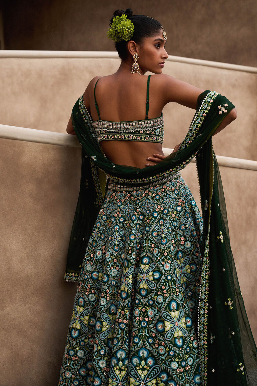Kanmani Lehenga - Green, Green, image 2