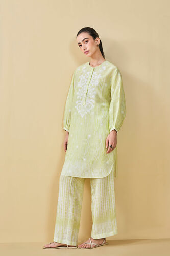 From The Mountain Hand-embroidered Chikankari Co-ord  - Lime, Lime, image 4