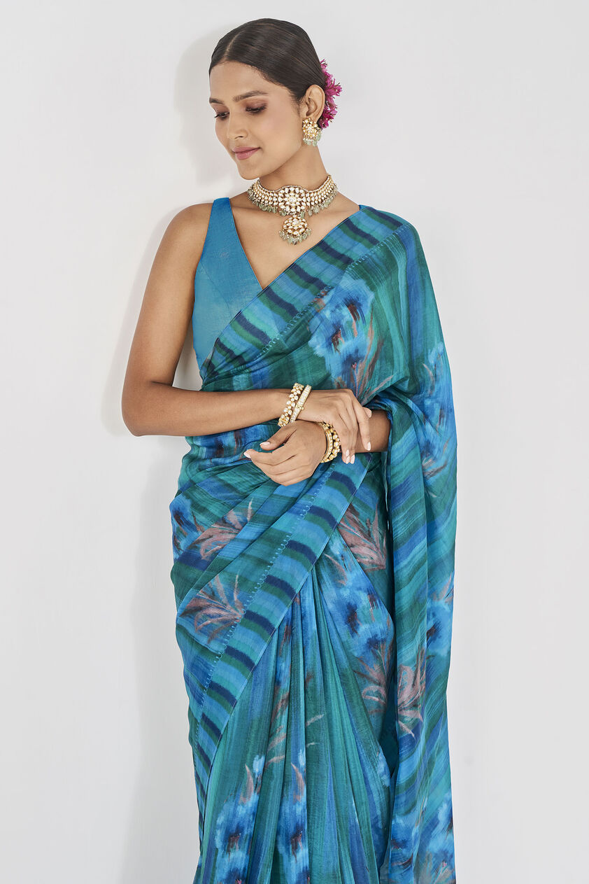 Tinika Saree - Blue, , image 4