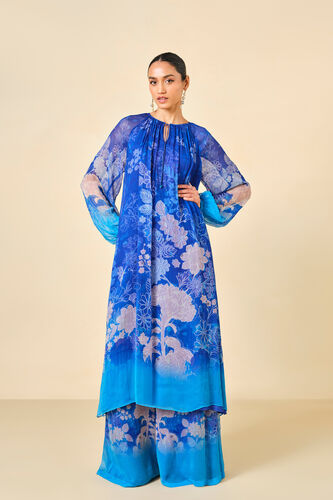 Out Of The Blue Chiffon Kurta Set - Indigo, Indigo, image 1