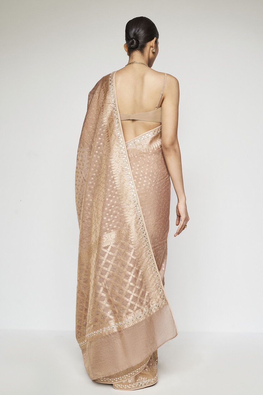 Atreyi Benarasi Silk Embroidered Saree - Gold, Gold, image 3