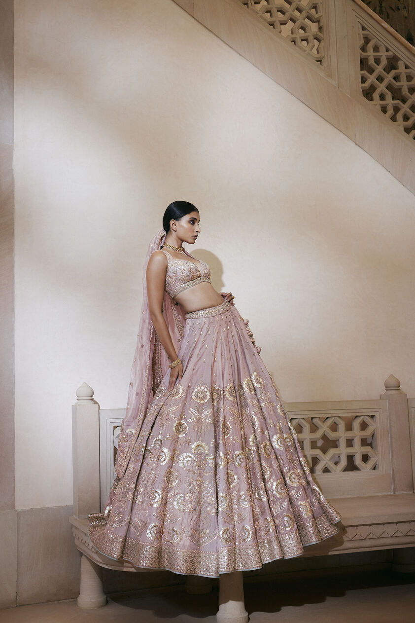 Sitara Resham & Gota Patti Silk Lehenga - Blush, Blush, image 1