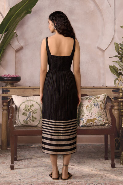 Yue Handwoven Maheshwari Dress - Black