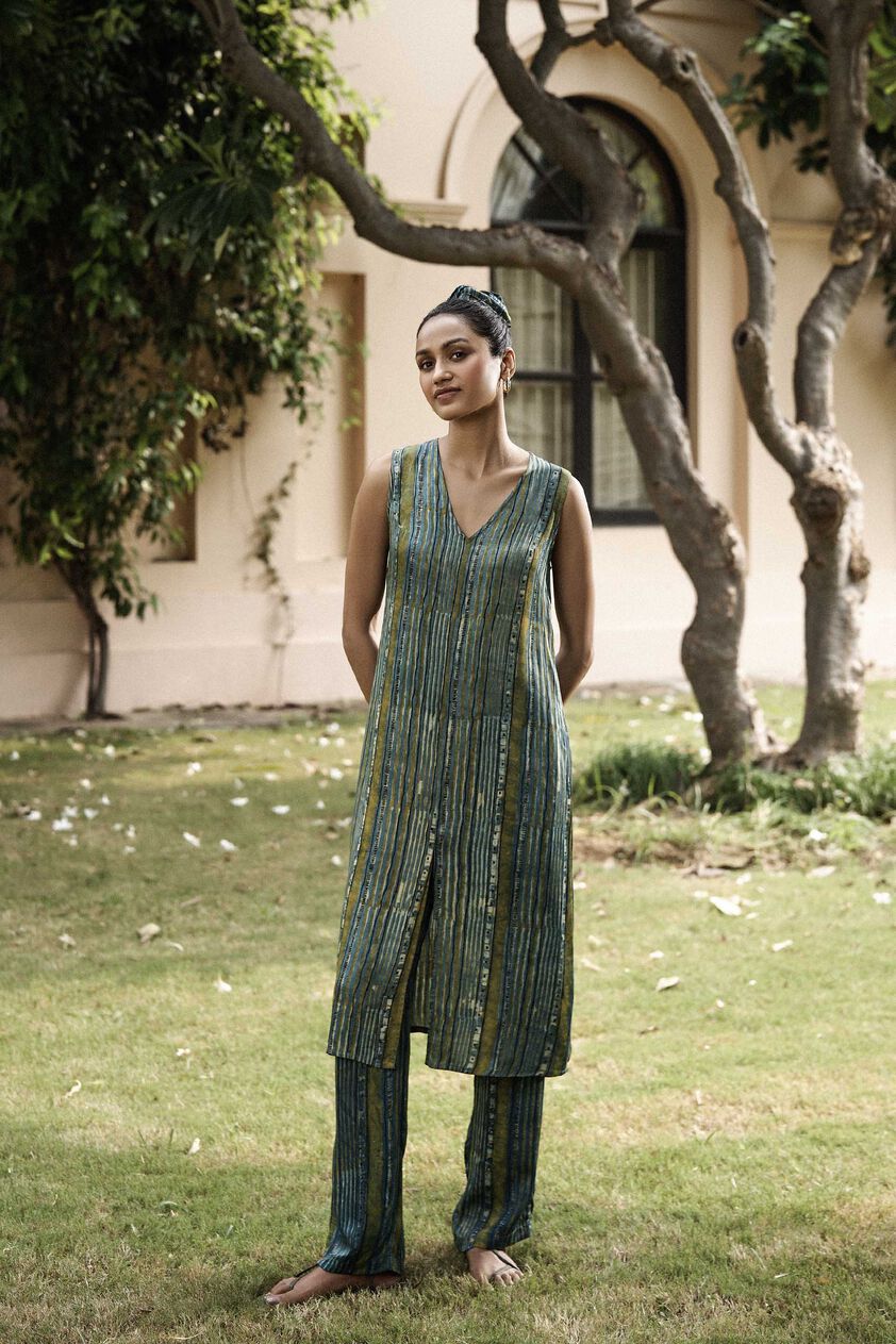Sway Hand-block Printed Coord - Green, Green, image 1