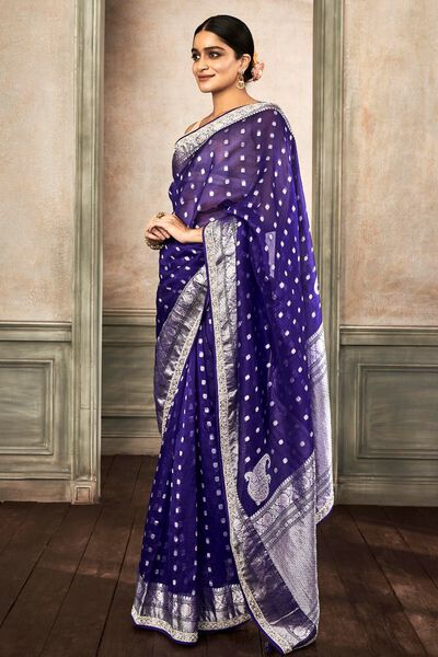 Rasya Saree Set - Ink Blue