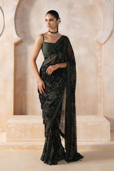 Tanairi Chiffon Saree - Black