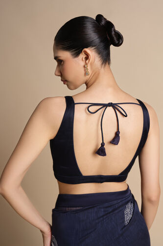 Shahaf Hand-embroidered Kantha Saree - Indigo, Indigo, image 8