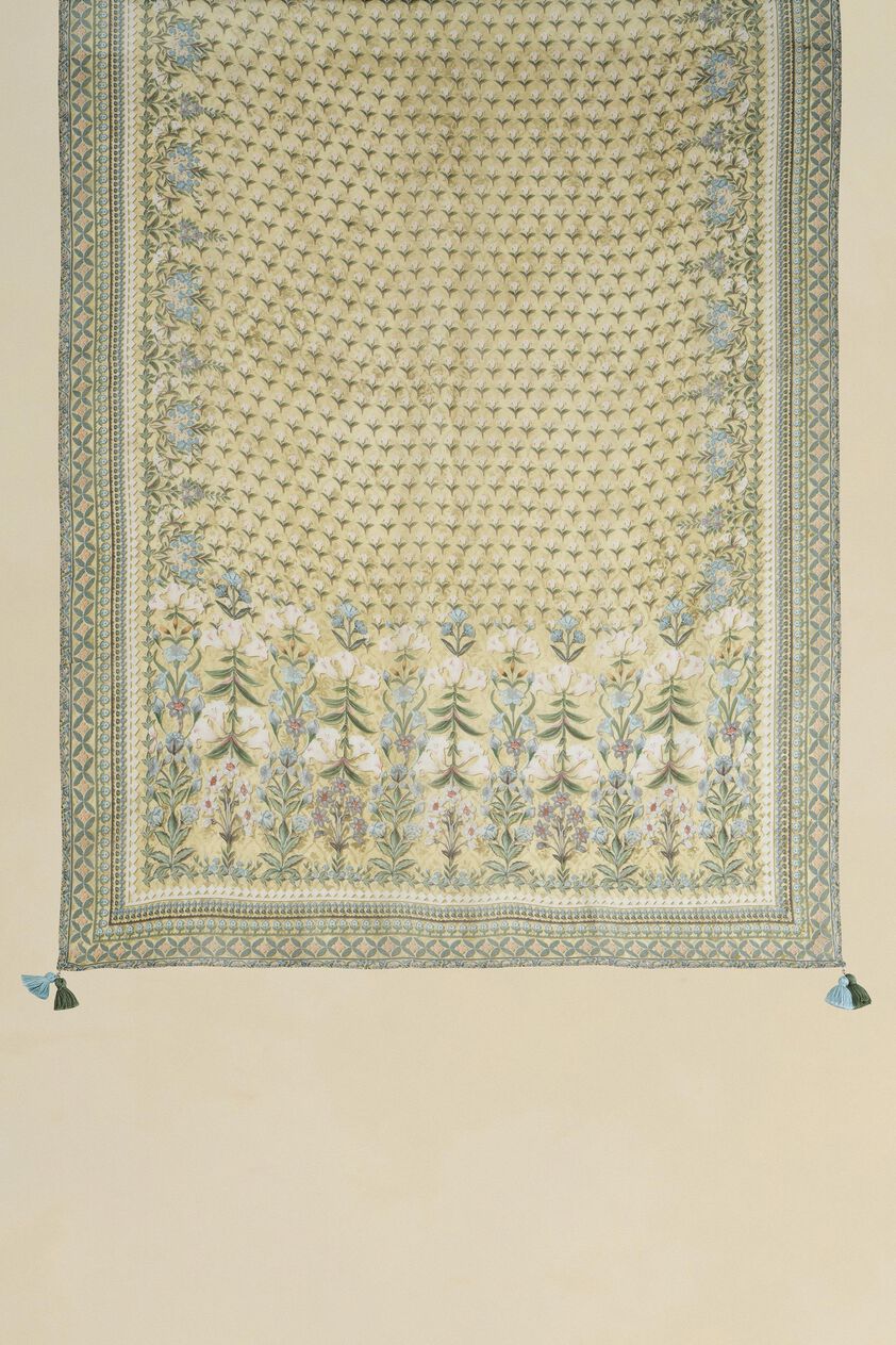 Azhaki Printed Stole - Yellow, Yellow, image 2