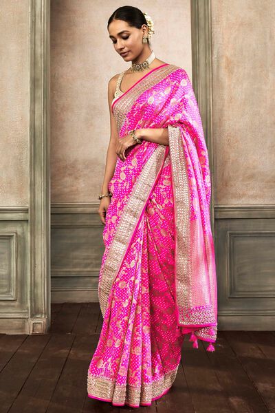 Panya Benarasi Saree - Hot Pink