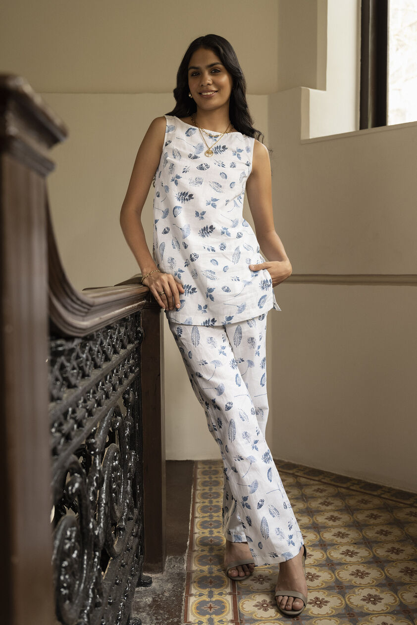 Midsummer Coord Set - Blue Leaf Imprint, Indigo, image 1