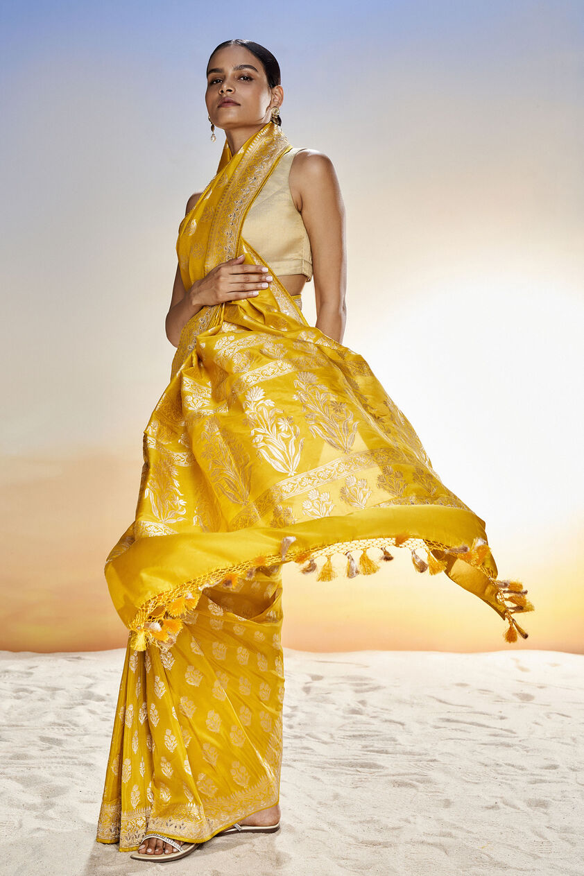 Sahana Benarasi Saree -Mustard, Mustard, image 5