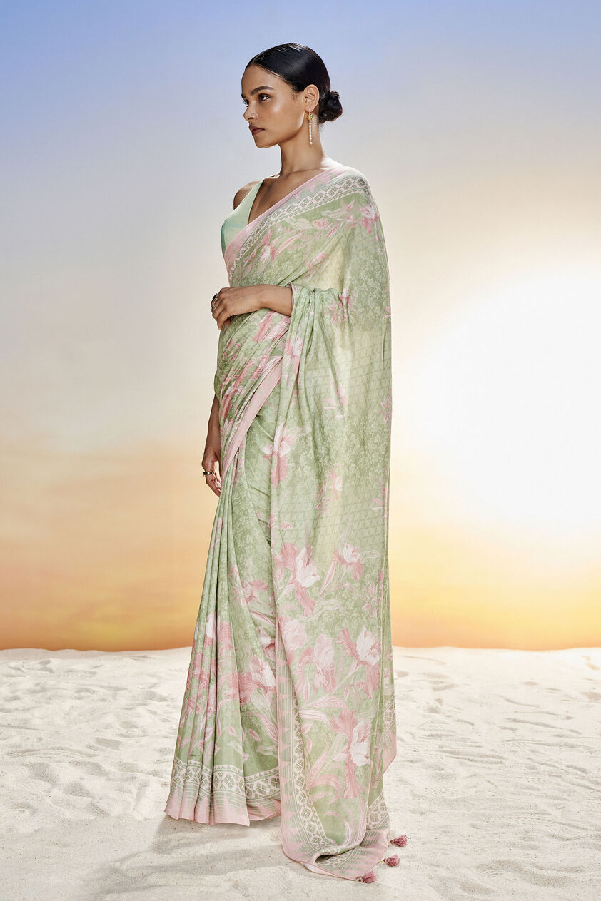 Floriana Saree Set - Sage, Sage, image 3