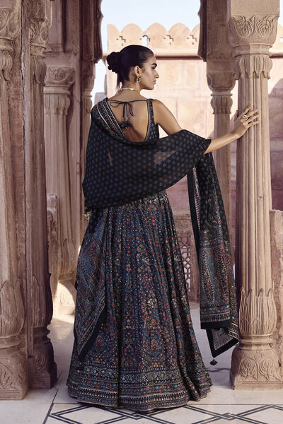 Sharinee Silk Lehenga Set - Blue