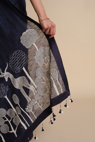 Shahaf Hand-embroidered Kantha Saree - Indigo, Indigo, image 6