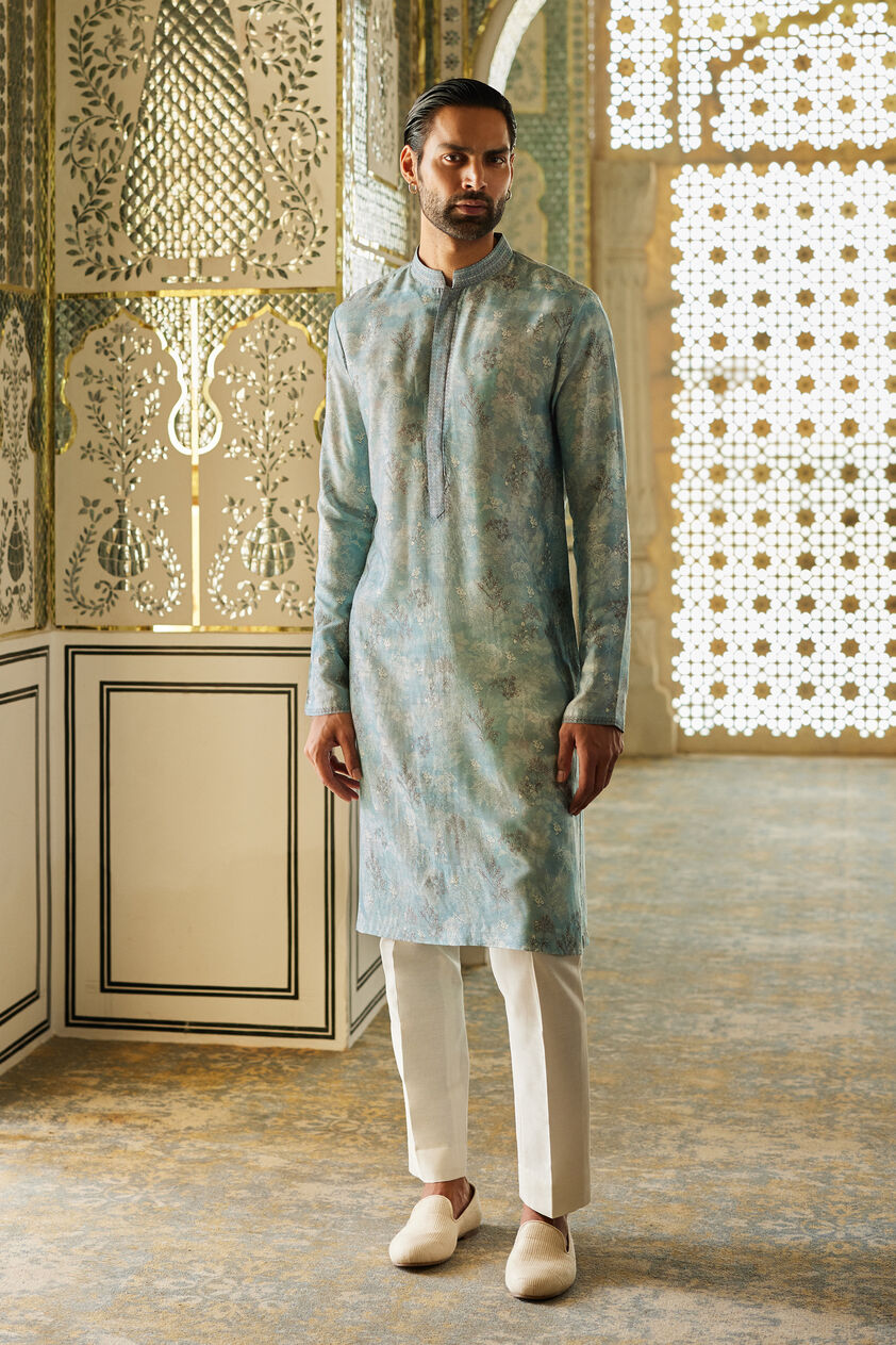 Sharv Silk Kurta - Ice Blue, Ice Blue, image 1
